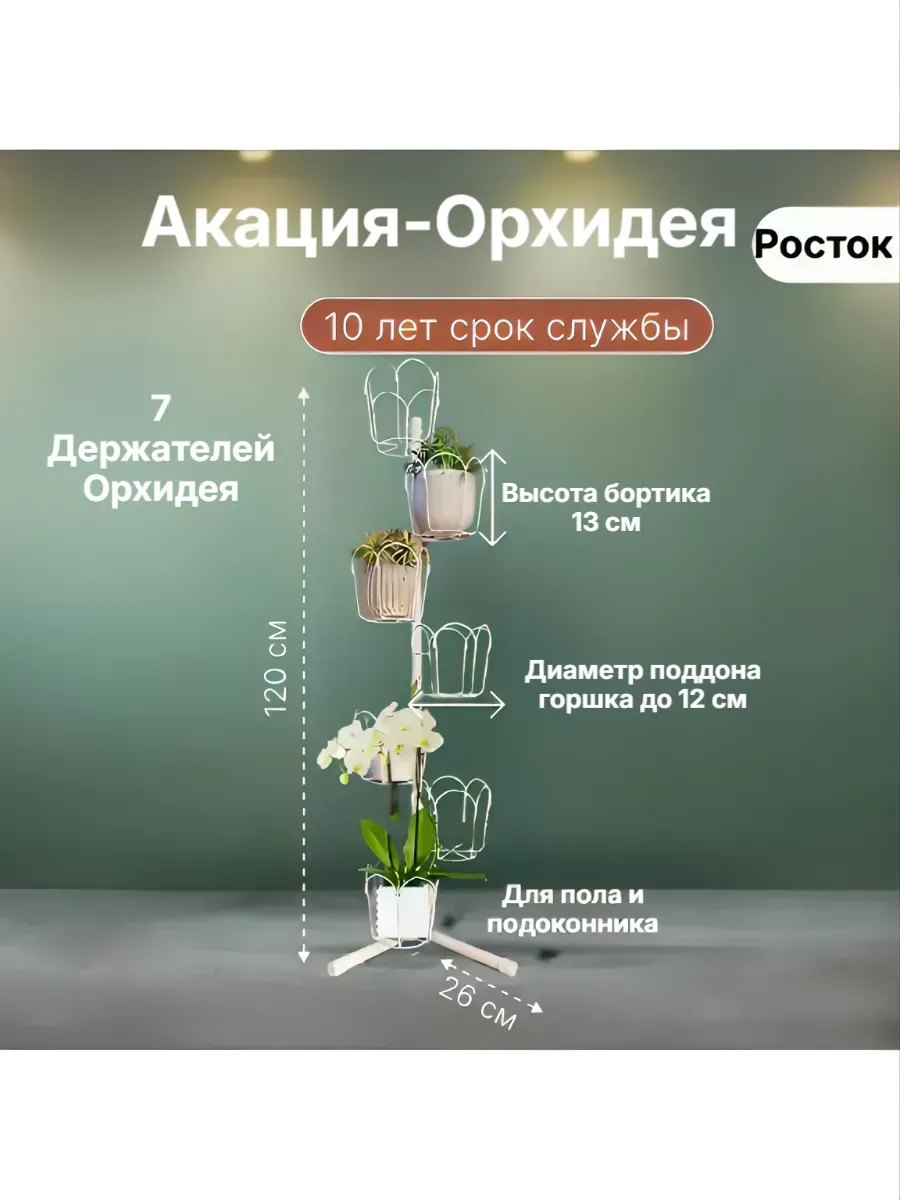 Угловая оконная подставка Акация на 7 горшков (Орхидея)